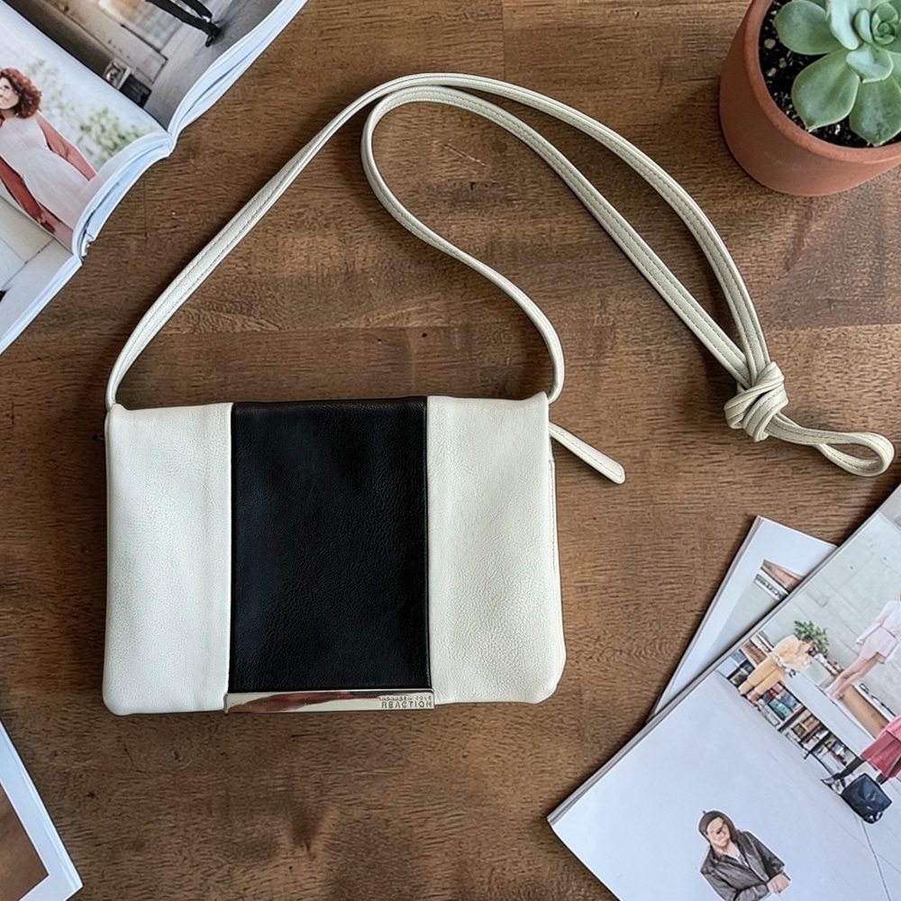 Kenneth Cole Reaction Cream and Black Colorblock Crossbody Purse